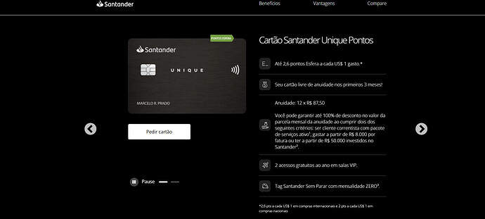 Qual cartão Santander é mais vantajoso?