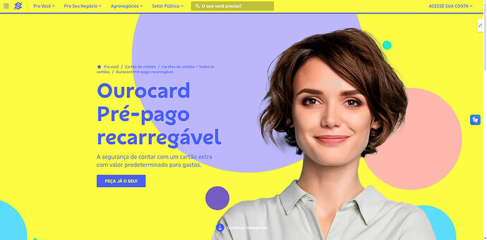 Página do site do Banco do Brasil