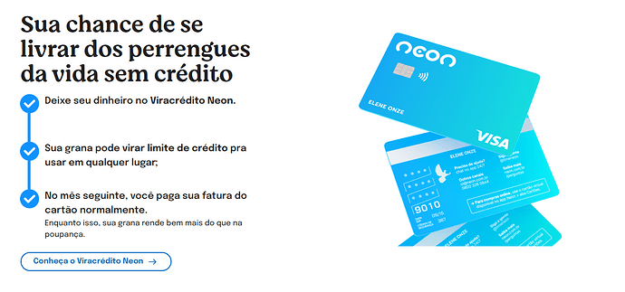 Página do site Neon