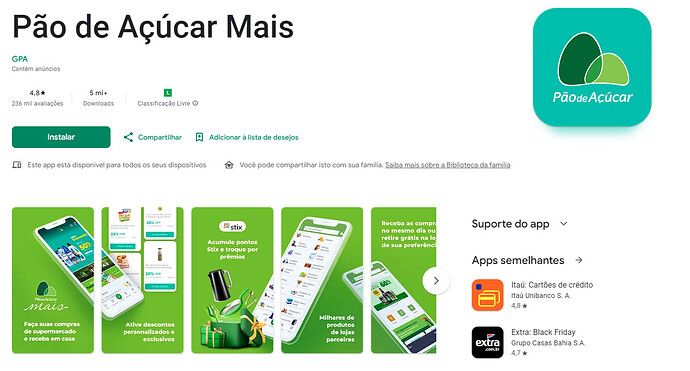 Aplicativo Pão de Açúcar Mais