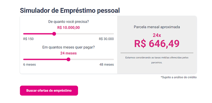 Simulador de empréstimo Serasa