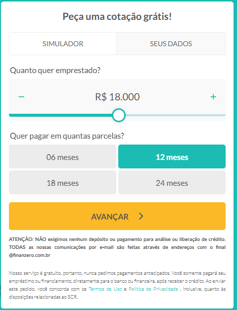 Simulação de empréstimo NoVerde